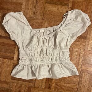 White Linen Blend Top